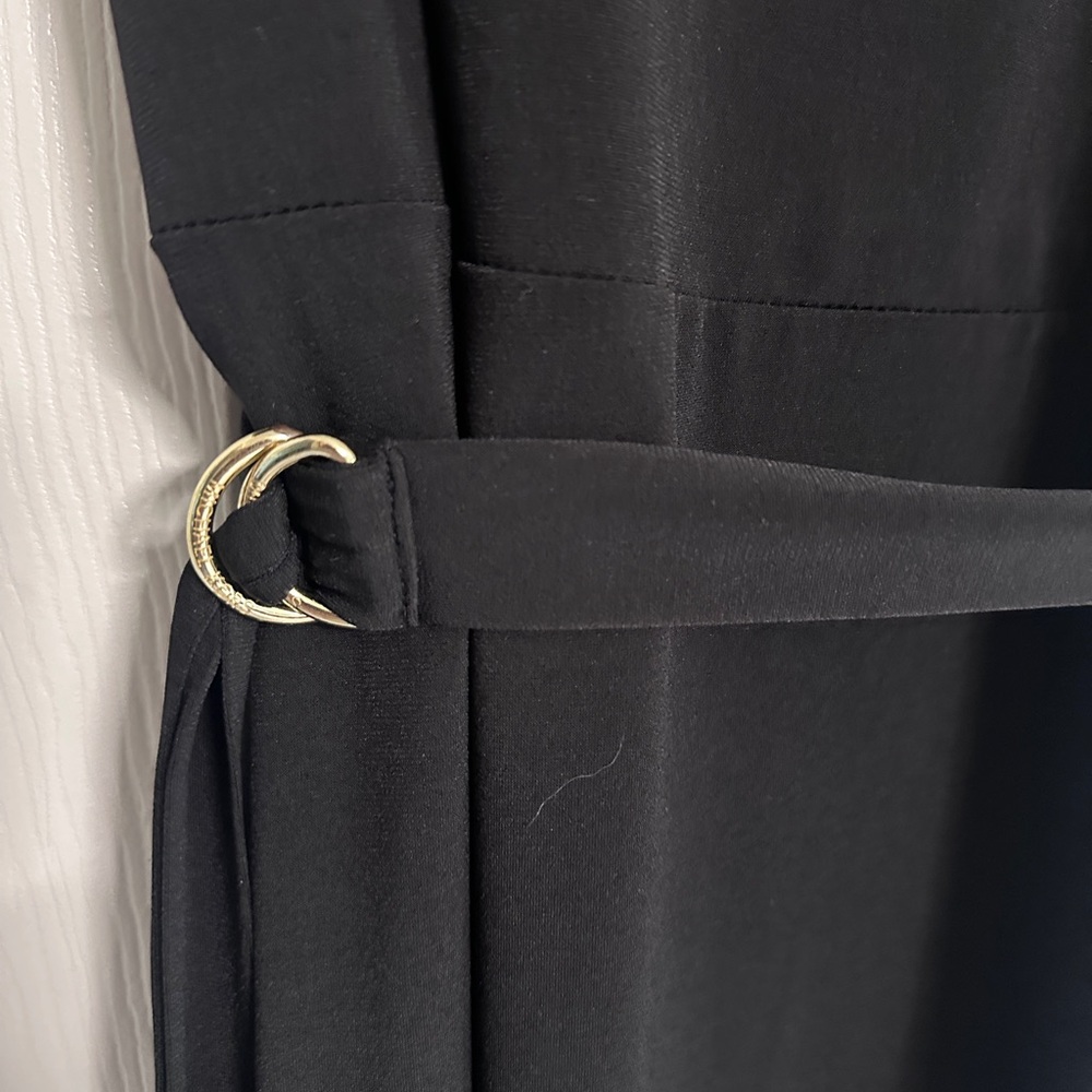 Michael Kors Sleeveless Black Midi Dress Belted Shoulder Zipper size XL - Picture 10 of 10